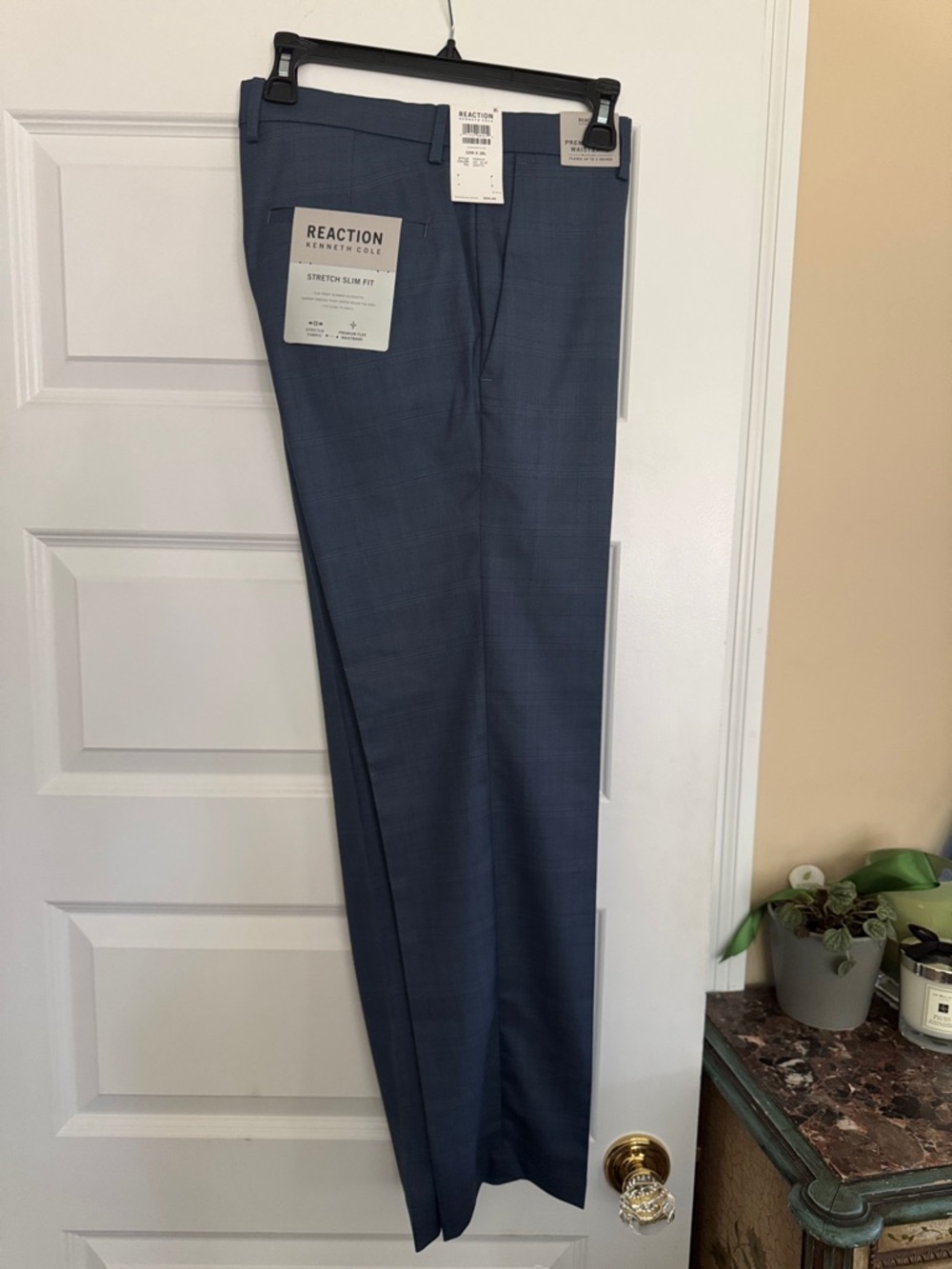 Reaction Kenneth Cole Slate Blue Stretch Slim Fit Dress Pants